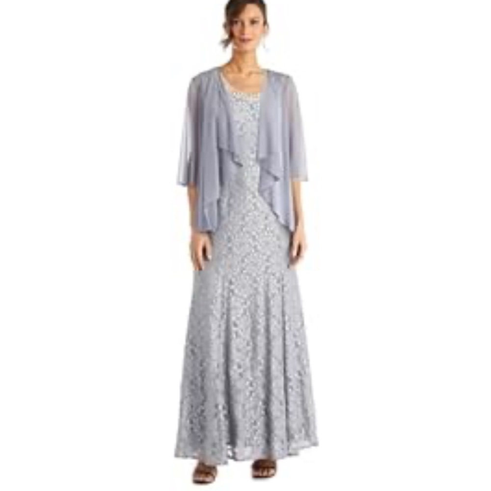 Elegant Lilac Lace 2-piece Evening Dress